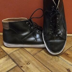 Coach Black Leather High-Top Sneakers